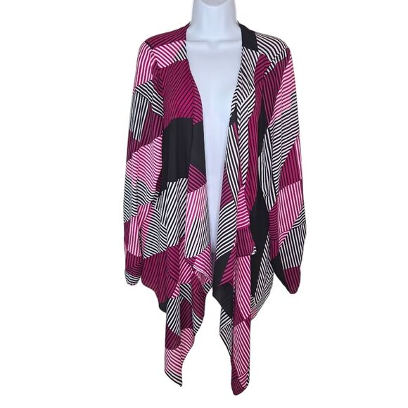 Lane Bryant Striped Chiffon Open Front Drape Cardigan Size 18/20 - Picture 1 of 5